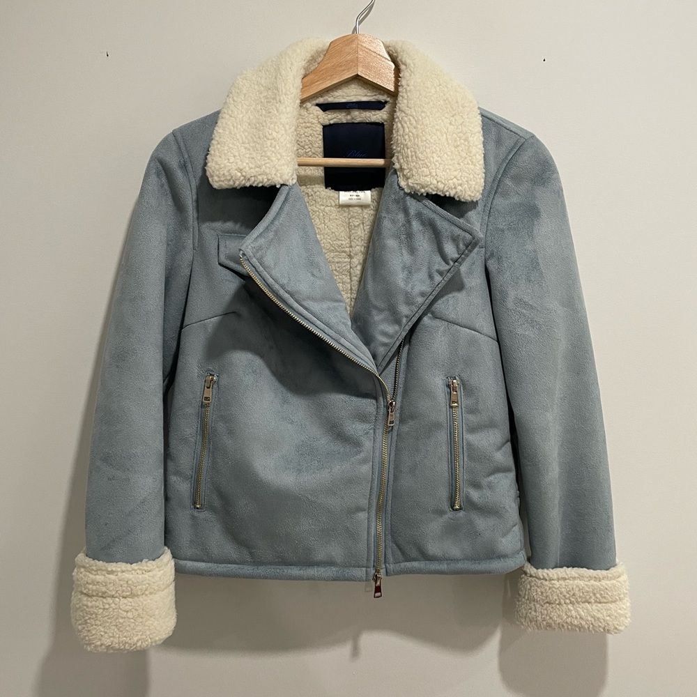 Blue Les Copains Sherpa Jacket Pale Blue